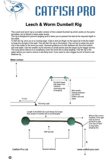 Catfish Pro Dumbell Livebait Rig Leech & Worm