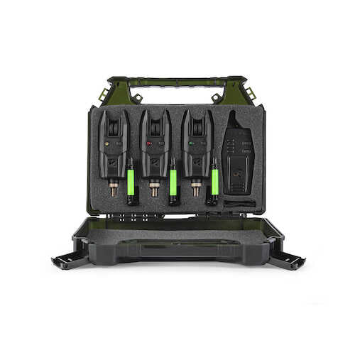 Korum KBI-R 3 Bite Alarm & Reciever Set with Hangers